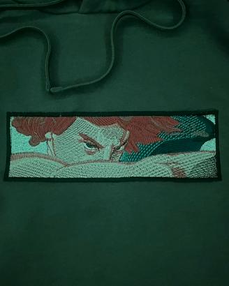 Felpa verde custom ricamo lucifero – pezzo unico