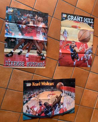 3 poster NBA originali anni 90 Hill Malone Mutombo