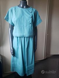 Completo vintage verde tiffany blusa+gonna