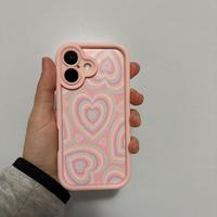 Cover Custodia iPhone 16 Cuori Rosa Wavy