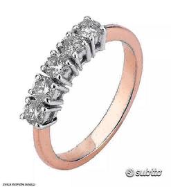 FEDINA ORO BICOLORE 18kt. A 5 DIAMANTI BRILLANTI