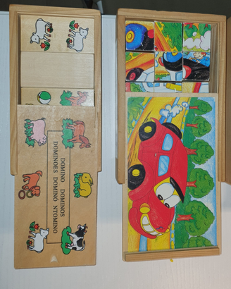 Domino e puzzle con cubi bambini