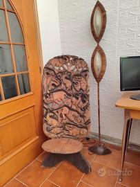 Sedia  vintage + lampada etnica