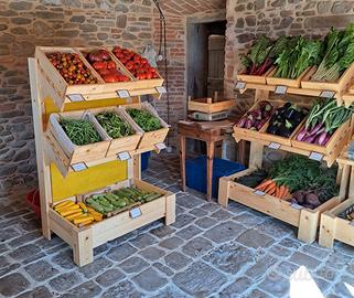 scaffale  ripiani x 9 cassetta legno frutta bio