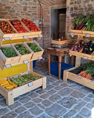 scaffale  ripiani x 9 cassetta legno frutta bio