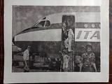 Incisione, stampa acquatinta con aereo ITA, 1976