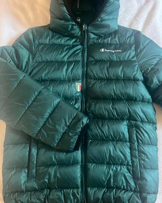 Giacca imbottita con cappuccio verde ragazzo 