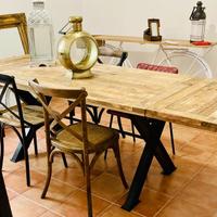 Tavolo industrial legno massello allungabile