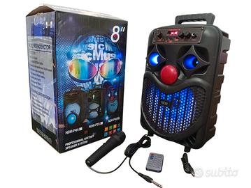 Cassa bluetooth portatile karaoke 300 watt pmpo 