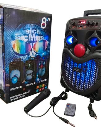 Cassa bluetooth portatile karaoke 300 watt pmpo 