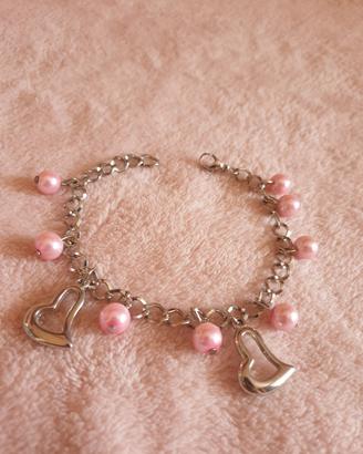 Braccialetto con perle rosa