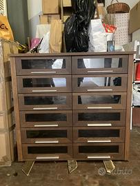 2 Cassettiere in noce-12 cassetti