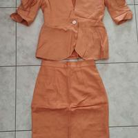 Completo vintage 100% seta giacca e gonna