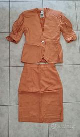 Completo vintage 100% seta giacca e gonna