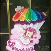 Cicogna sagoma in legno festa nascita