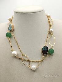 Collana Crisoprasio, Perle e Giada