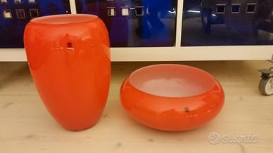 Coppia Vasi Opalino Arancione modello Venini