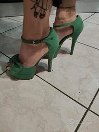 Sandali verdi con fiocco e strass- nr. 36
