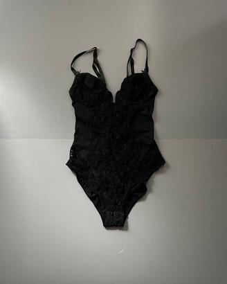 La Perla Vintage Body Nero in Tulle Ricamato