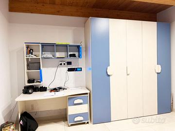 Armadio Scrivania e Cassettiera Cameretta BLU
