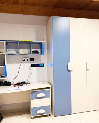 Armadio Scrivania e Cassettiera Cameretta BLU