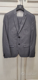 Completo abito uomo grigio gessato tg 48 slim fit