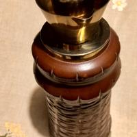 Thermos vintage legno ottone vetro