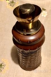 Thermos vintage legno ottone vetro
