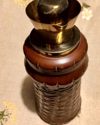 Thermos vintage legno ottone vetro