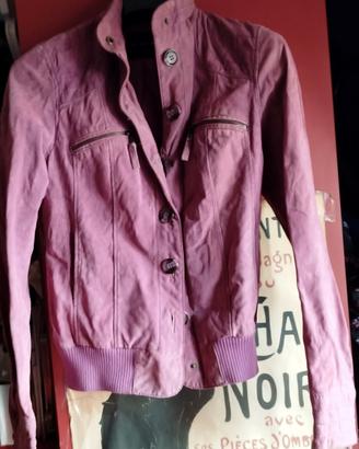 GIUBBOTTO PELLE SCAMOSCIATA SISLEY ROSA