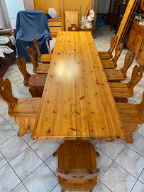 Tavolo+ sedie in massello , 12 posti