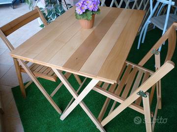 TAVOLO + 2 SEDIE NUOVE in legno pieghevole