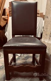 Sedie dí antiquariato noce nazionale e pelle