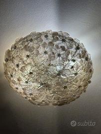 Plafoniera Lampada con rosette in vetro di murano