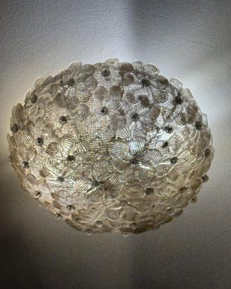 Plafoniera Lampada con rosette in vetro di murano