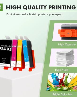 4 Cartucce 924XL 924e Con Chip Compatibili HP Offi