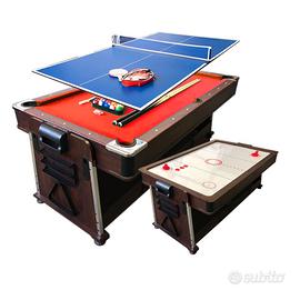 Biliardo Multigioco Pingpong Air Hockey Mattew Red