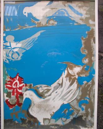 Litografia Originale Ugo Capocchini "Le colombe"