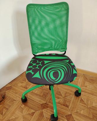 Sedia da ufficio Thorbjørn IKEA nero/verde