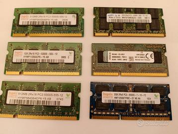 10GB ram sodimm totali in 6 banchi DDR2 e DDR3