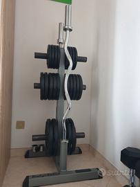 Stand con Set dischi + 2 bilancieri Toorx