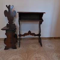 Console ingresso in legno con seggiola abbinata