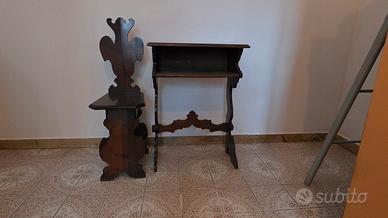 Console ingresso in legno con seggiola abbinata