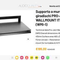 Supporto a muro x giradischi