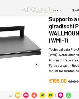 Supporto a muro x giradischi