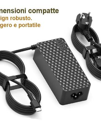 Caricatore USB C 65W 20V spina Type C per Laptop