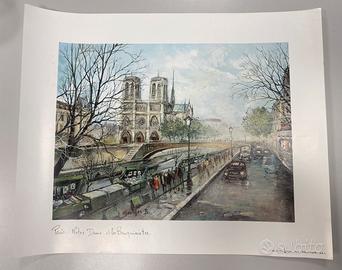 Stampa “Notre Dame et les Bonquinistes“- Parigi