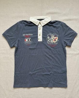 Polo Uomo Grigio Avio Stile Rugby