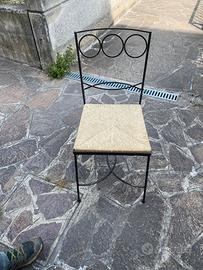 6 sedie ferro battuto seduta paglia – 5€ cad