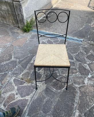 6 sedie ferro battuto seduta paglia – 5€ cad